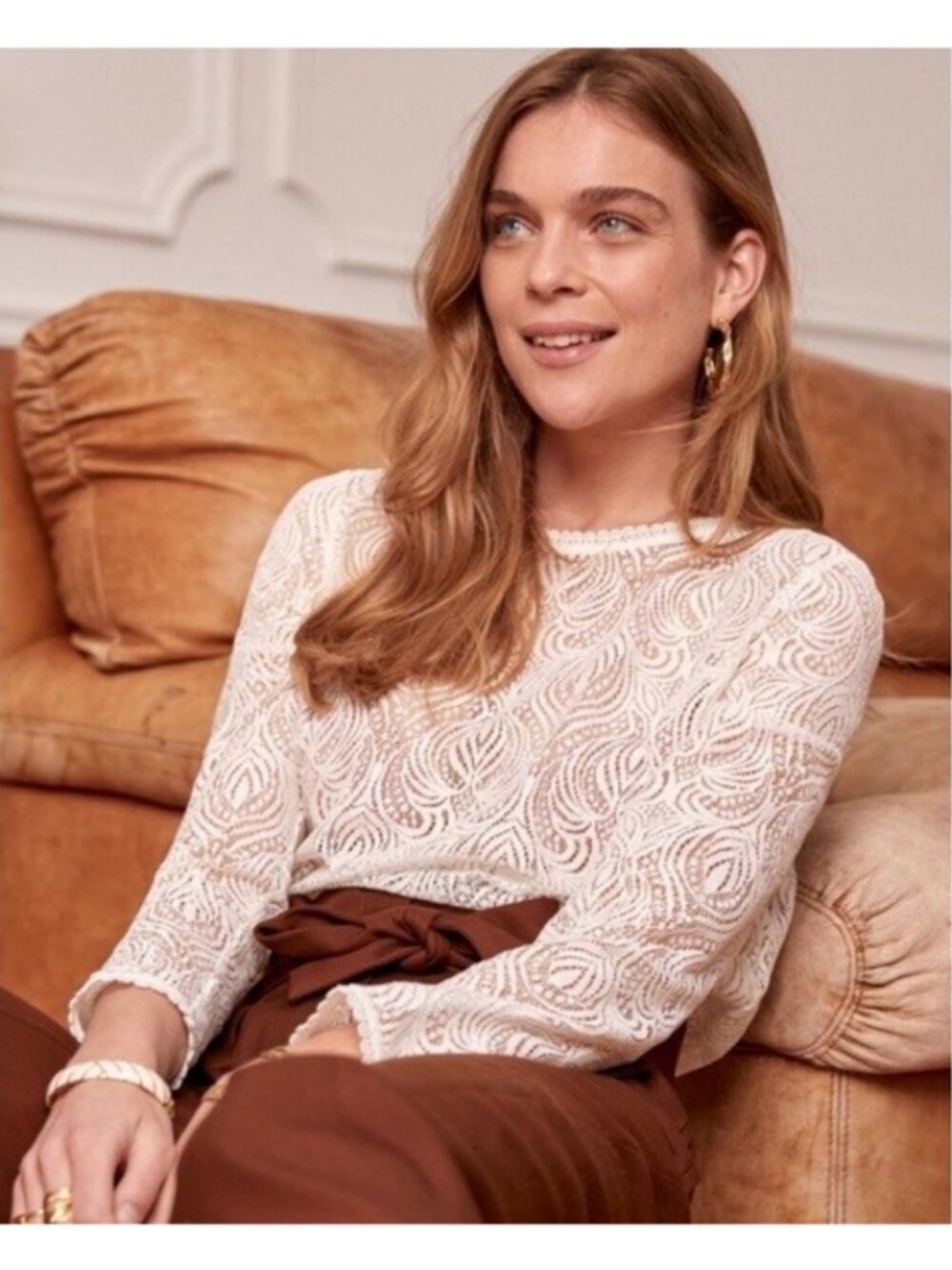 💕SEZANE💕 Cyrielle Blouse ~ Ecru 34 NWOT - Picture 9 of 16